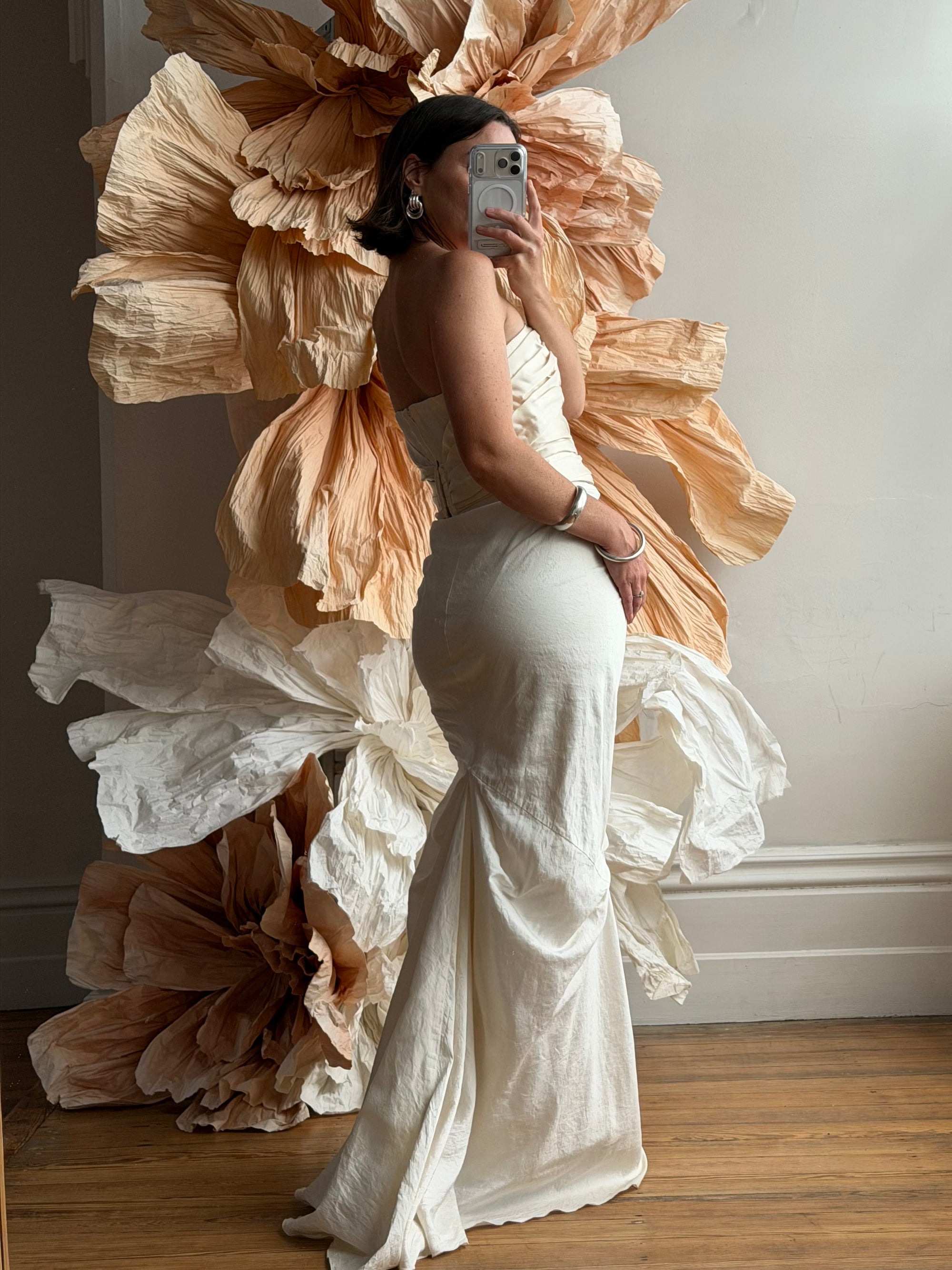 Vintage 90s Satin Bustier and Pure Silk Bridal Skirt Meringue