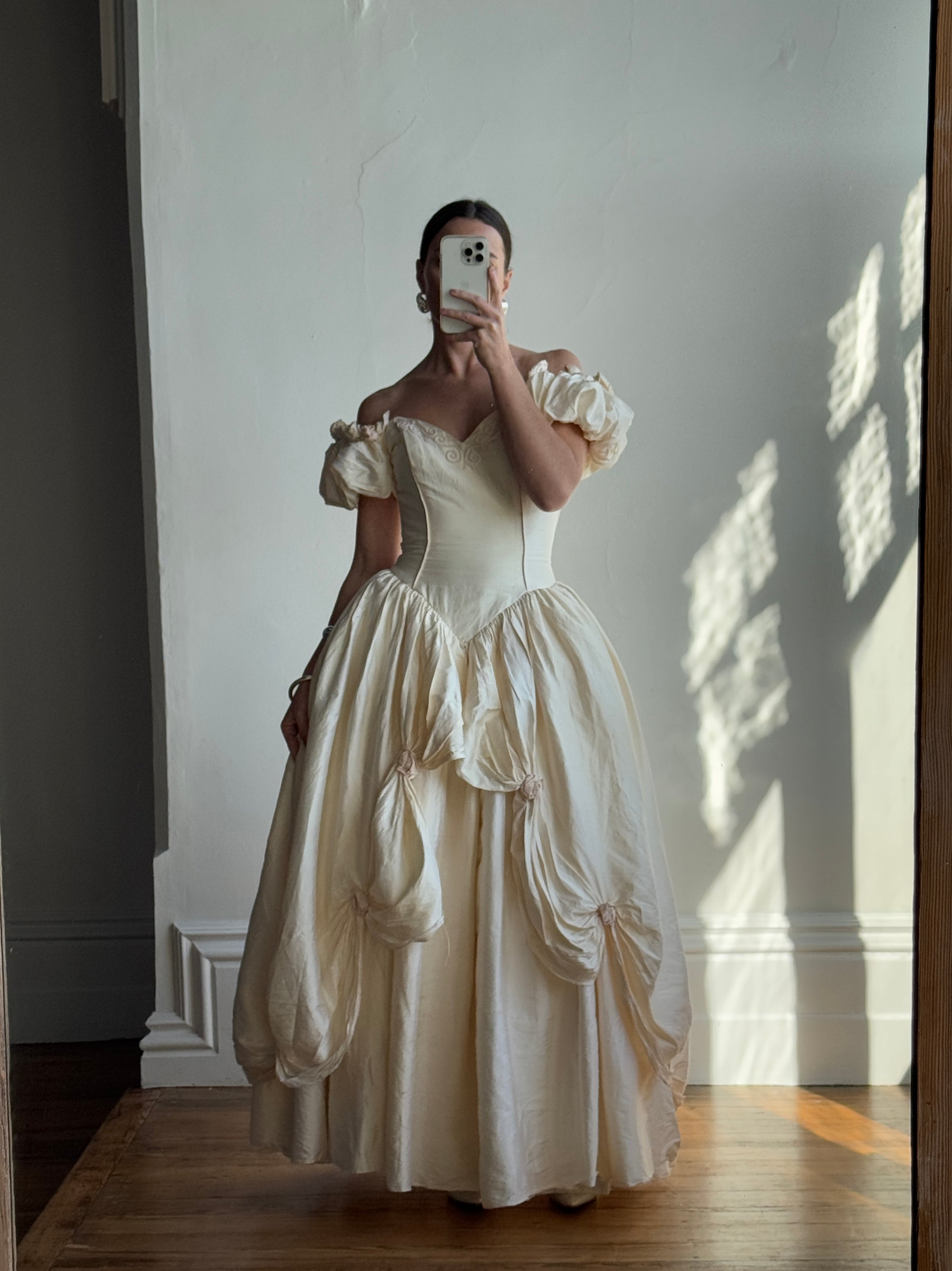 Vintage 90s Pure Silk Renaissance Basque Waist Wedding Gown Call Me The Breeze Vintage 90s Pure Silk Renaissance Basque Waist Wedding Gown Call Me The Breeze