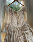 Vintage 90s Silk Dupion Off Shoulder Rosette Bridal Ballgown