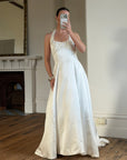 Vintage 90s Ivory Beaded Halter Bridal Ballgown