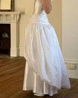 Vintage 90s Strappy Wedding Dress With Rosette Cape Pearl