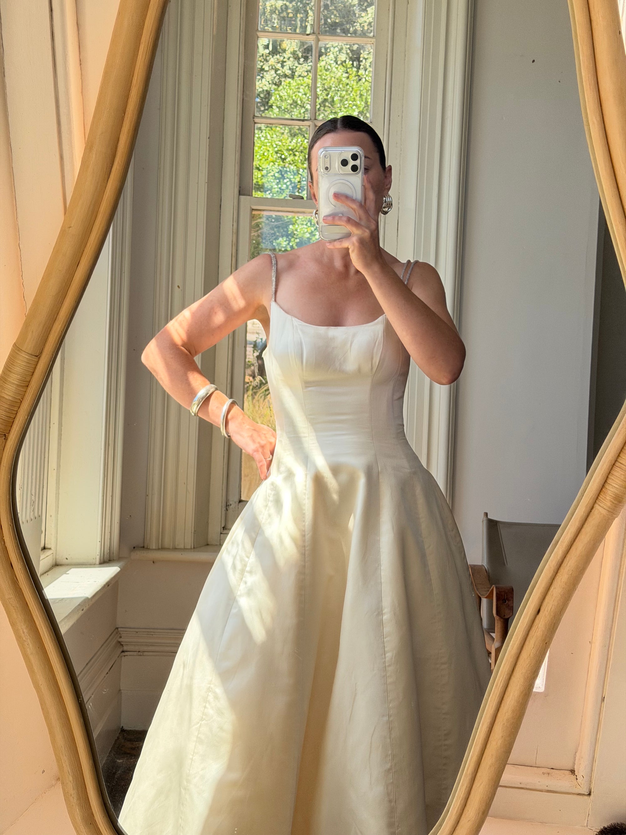 Vintage 90s Pure Silk Couture Diamante Wedding Gown