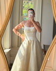 Vintage 90s Pure Silk Couture Diamante Wedding Gown