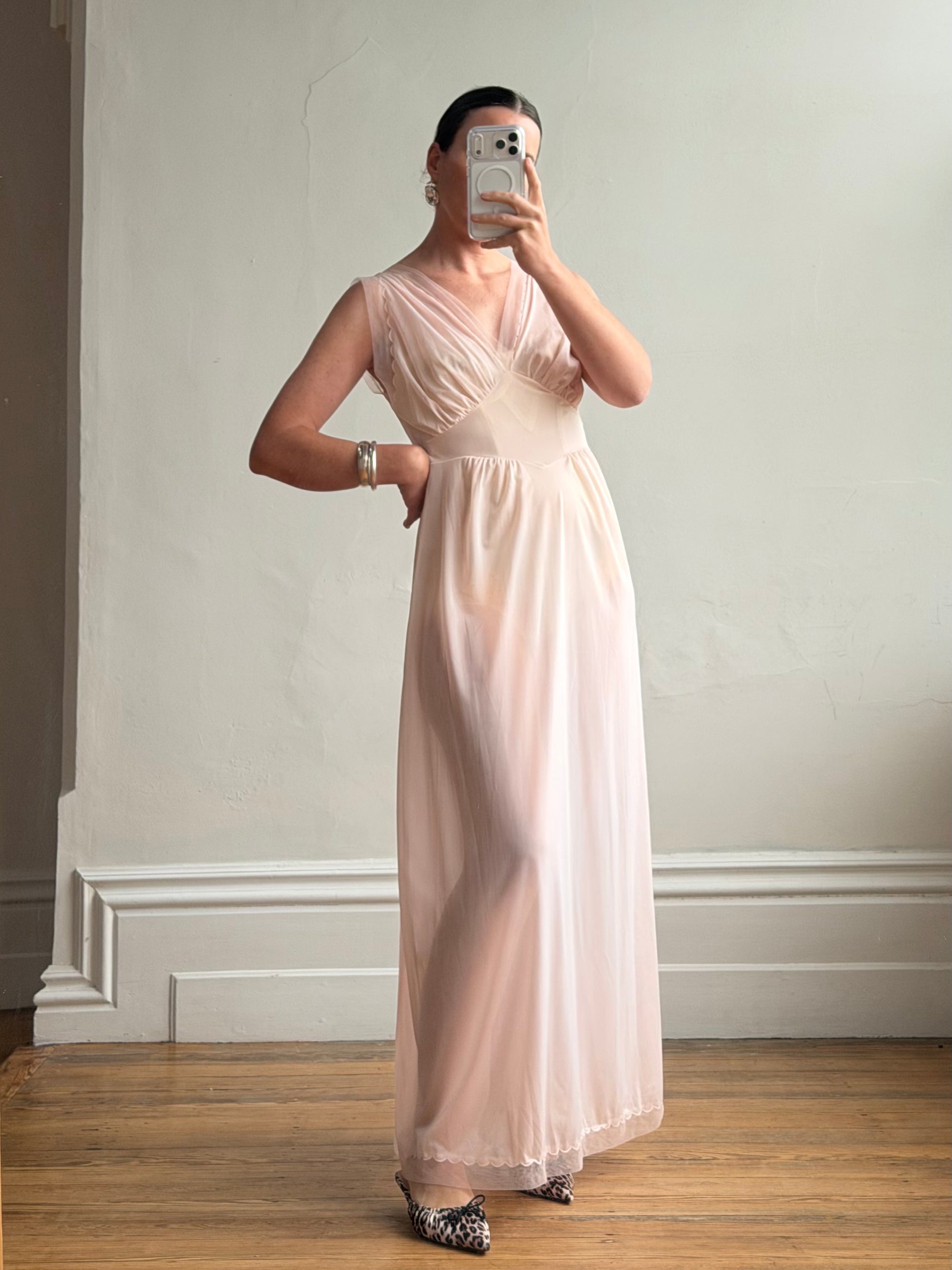 Vintage 60s Sheer Scalloped Slip Nightie