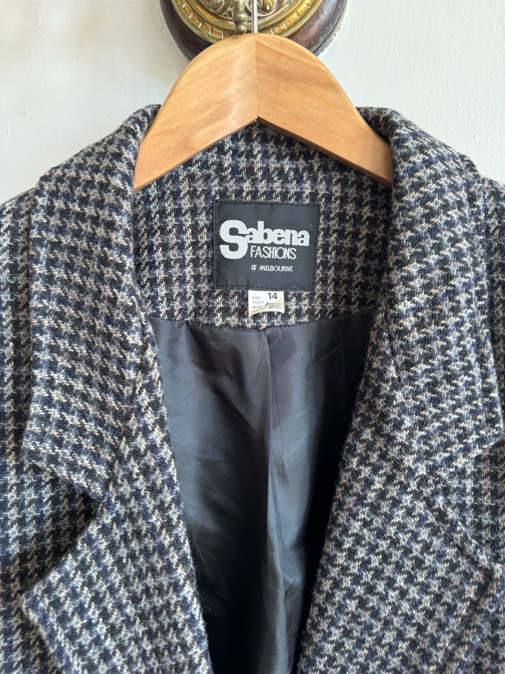 Vintage Pure Wool Navy Plaid Blazer