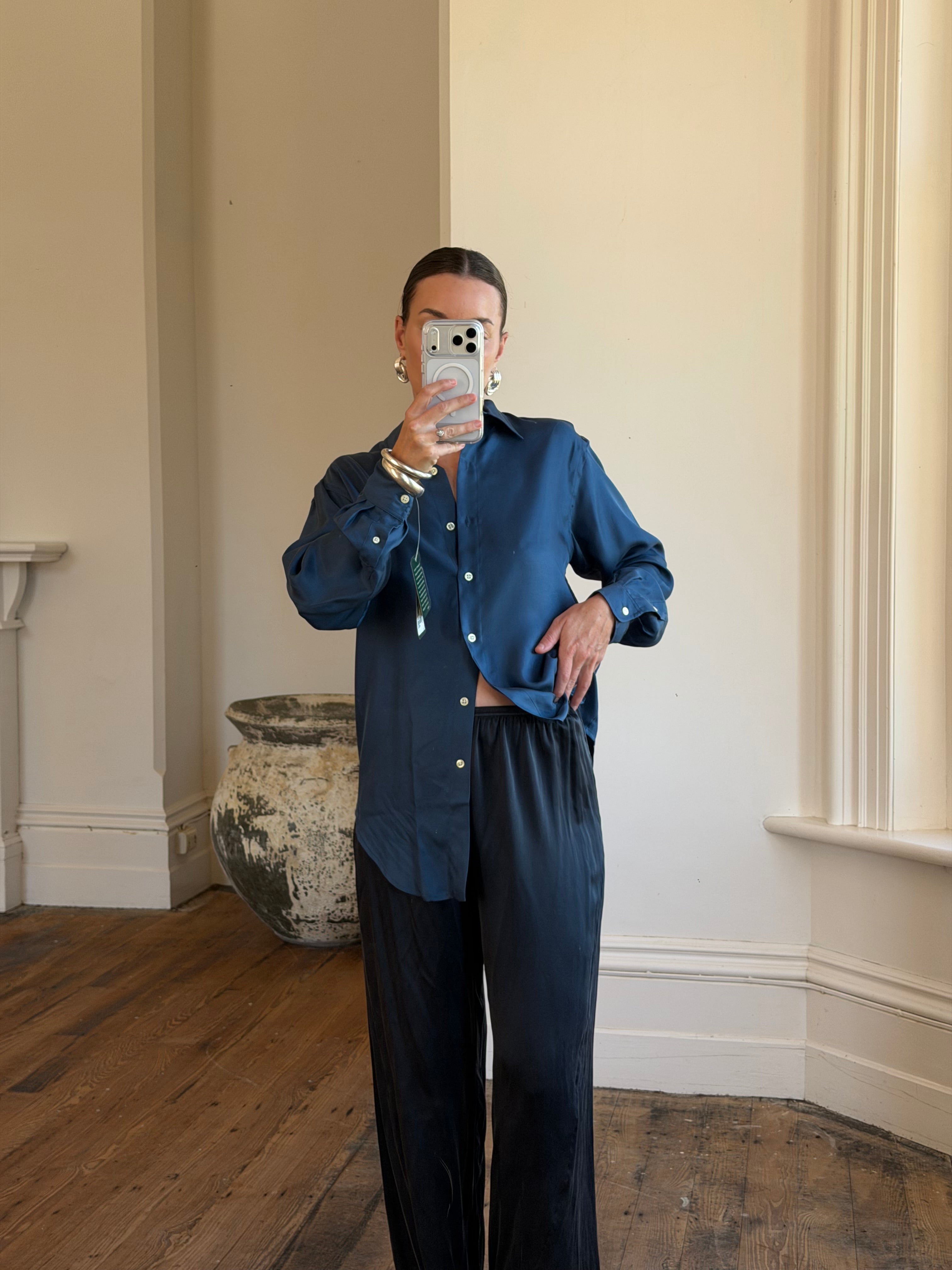 Vintage 90s Ralph Lauren Silk Shirt Teal – Call Me The Breeze