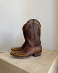 Vintage Mexican Old Gringo Western Cowboy Boots Cognac Brown