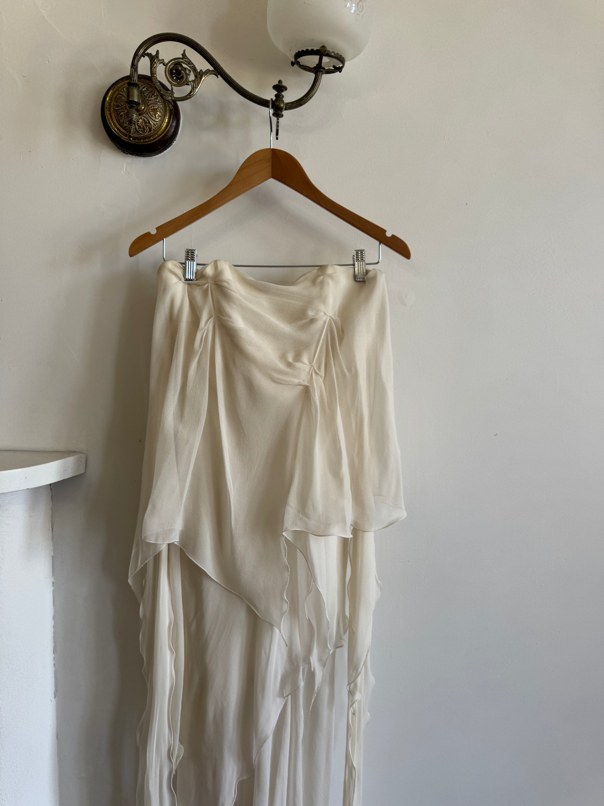 Vintage Y2K Strapless Pure Silk Fairy Dress Creme
