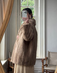 Vintage 60s Latte Faux Fur Mid Length Coat