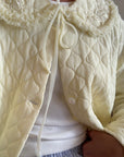 Vintage Lemon Quilted Coat with Oversized Collar