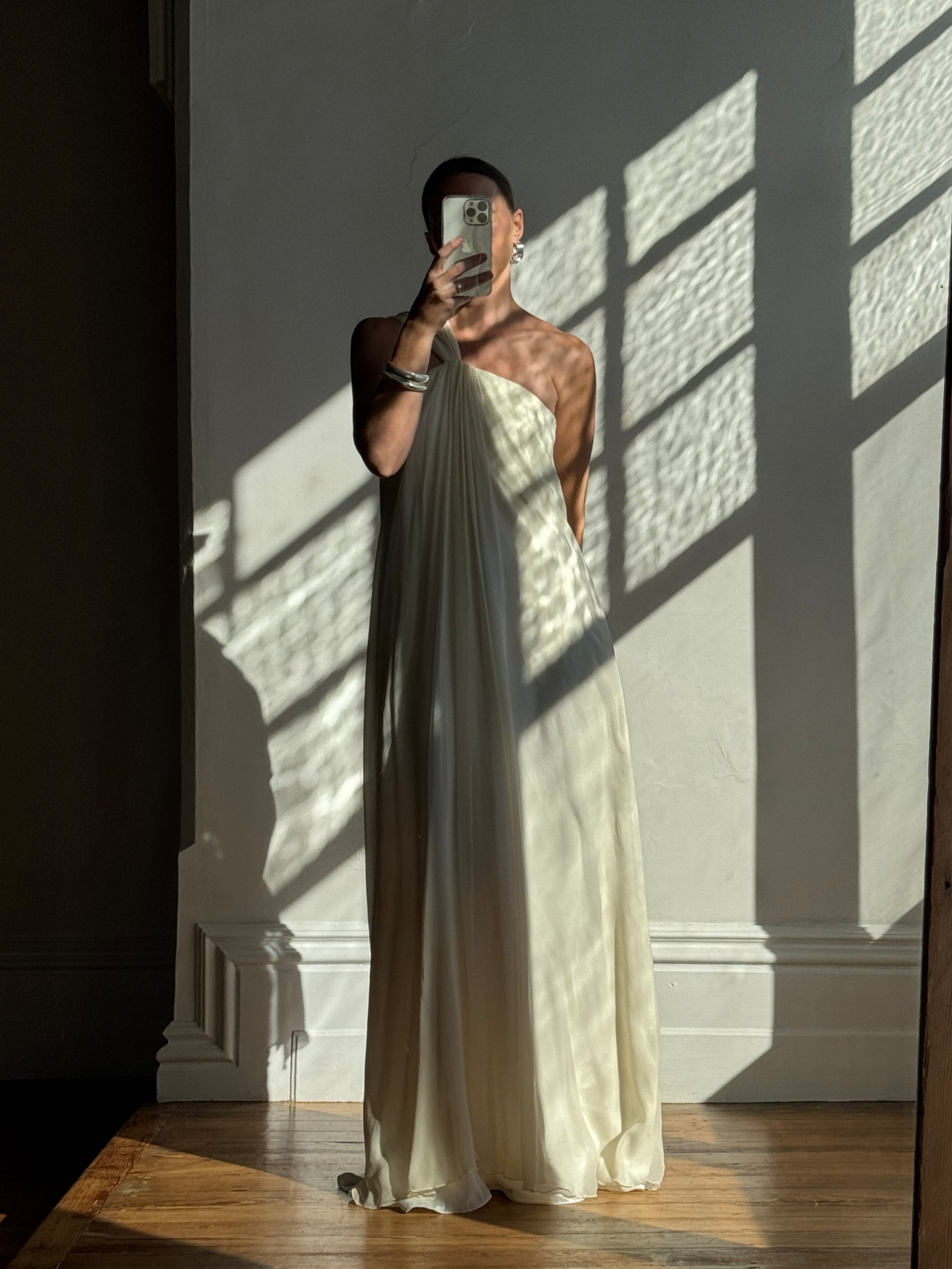 Vintage Y2K Pure Silk Chiffon Grecian Gown