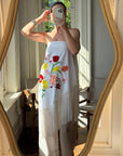 Vintage Embroidered Large Spanish Flamenco Scarf White