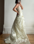 Vintage 90s Italian Sequin Bustier and Ruffle Skirt Bridal Set