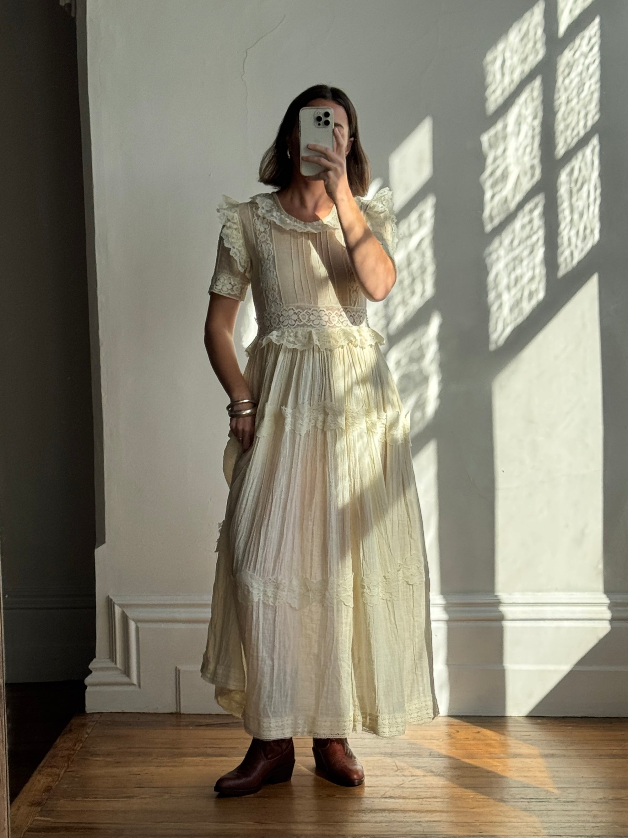 Vintage 70s Cheesecloth Prairie Sundress