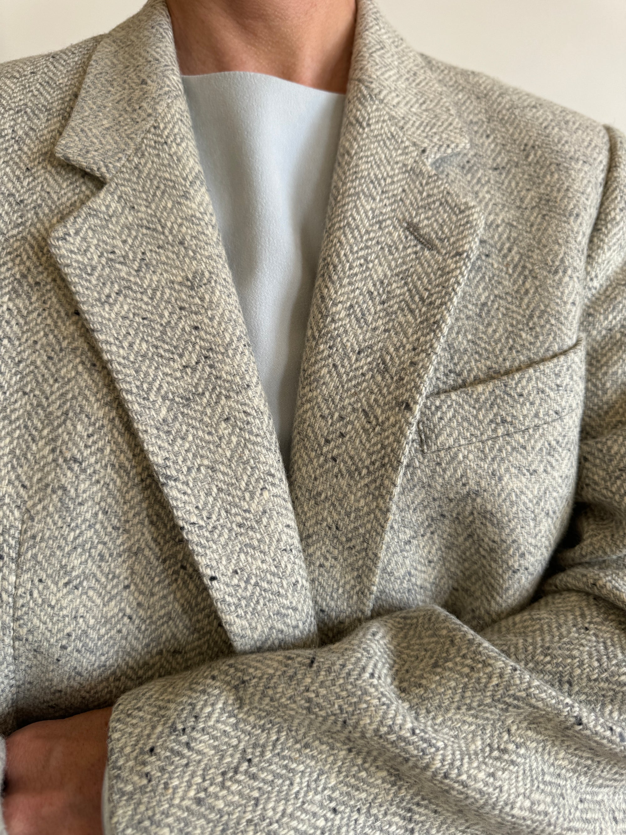 Vintage Pure Wool Light Grey Blazer