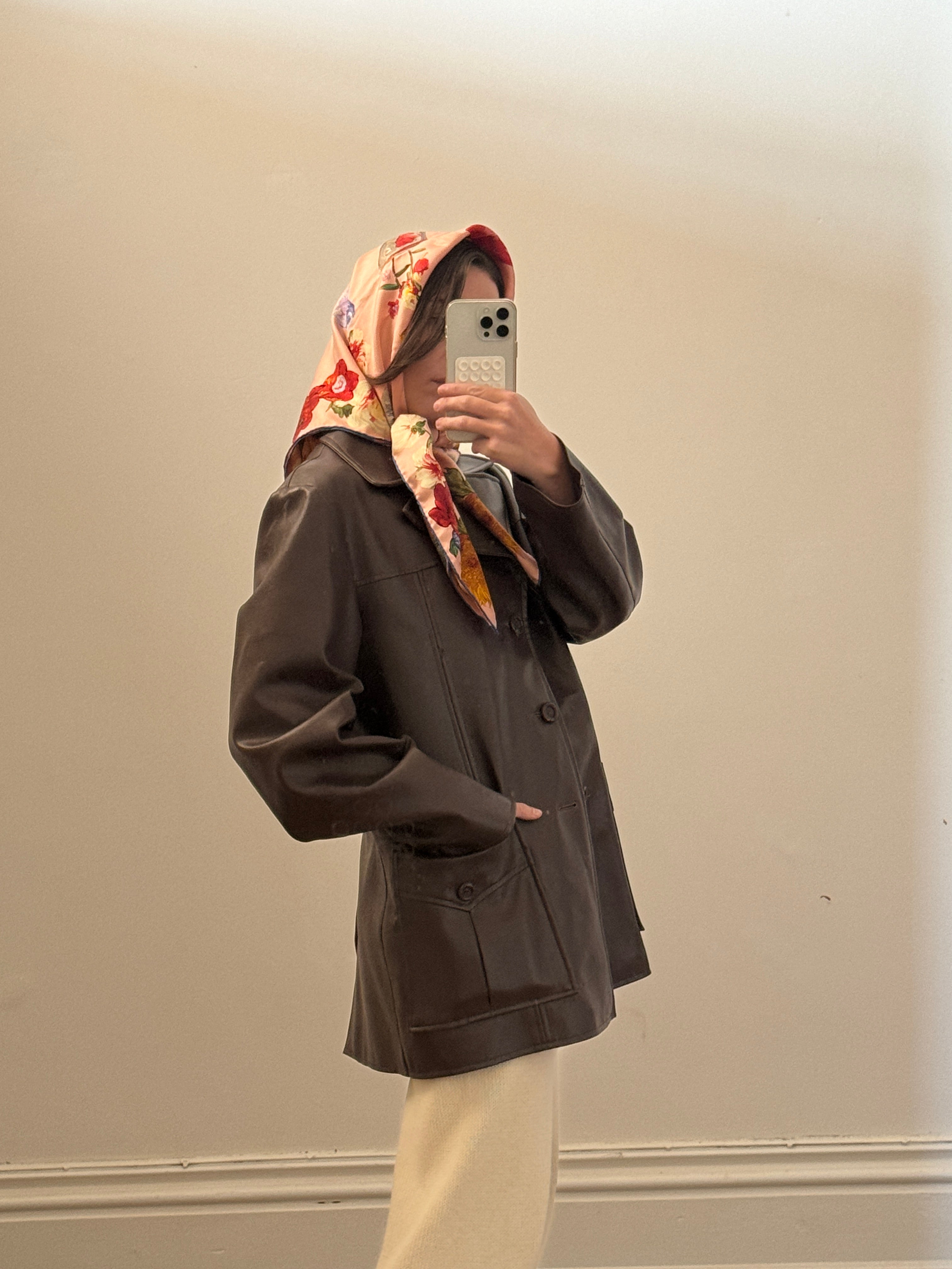 Vintage 90s Brown PU Leather Blazer