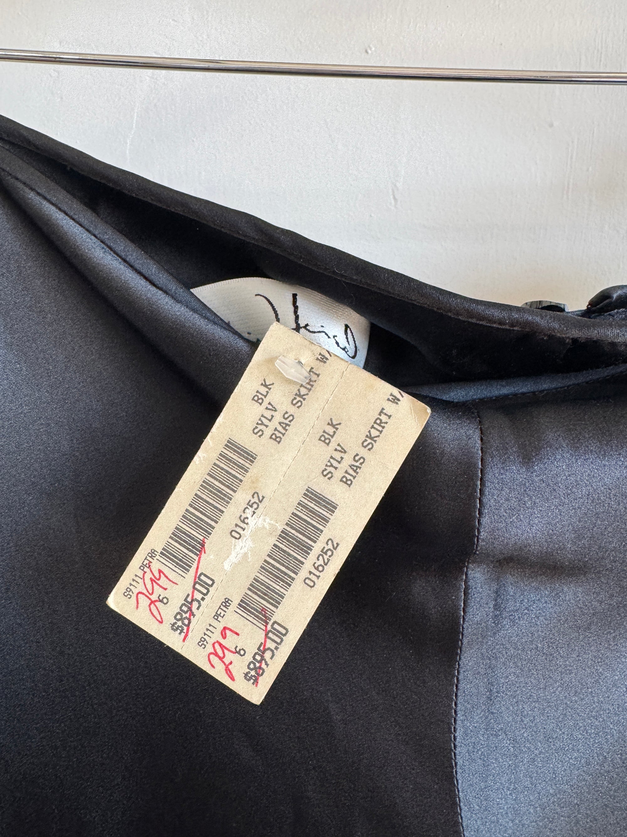 Vintage 90s Pure Silk Fishtail Skirt With Train Noir