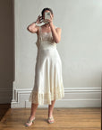 Vintage 40s Bias Cut Satin Bridal Slip Ivory