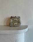 Vintage Silver Crystal and Pearl Beaded Evening Purse