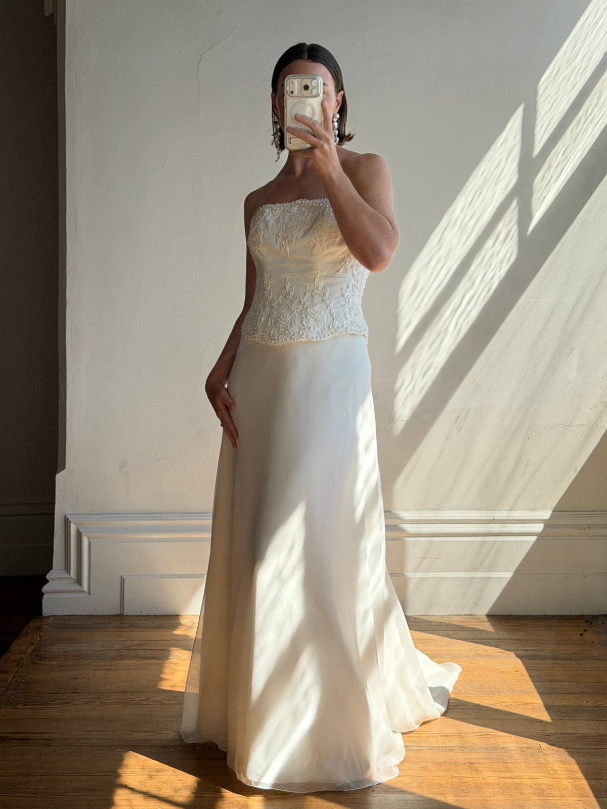 Vintage 90s Bridal Embellished Corset and Slip Skirt Set