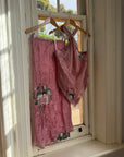 Vintage 90s Dusty Rose Floral Silk Halter Scarf Top and Skirt Set