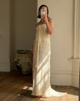 Vintage 90s Pure Silk Waterfall Strapless Bridal Gown