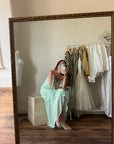 Vintage Y2K Asymmetric Chiffon Ruffle Dress Mint Green
