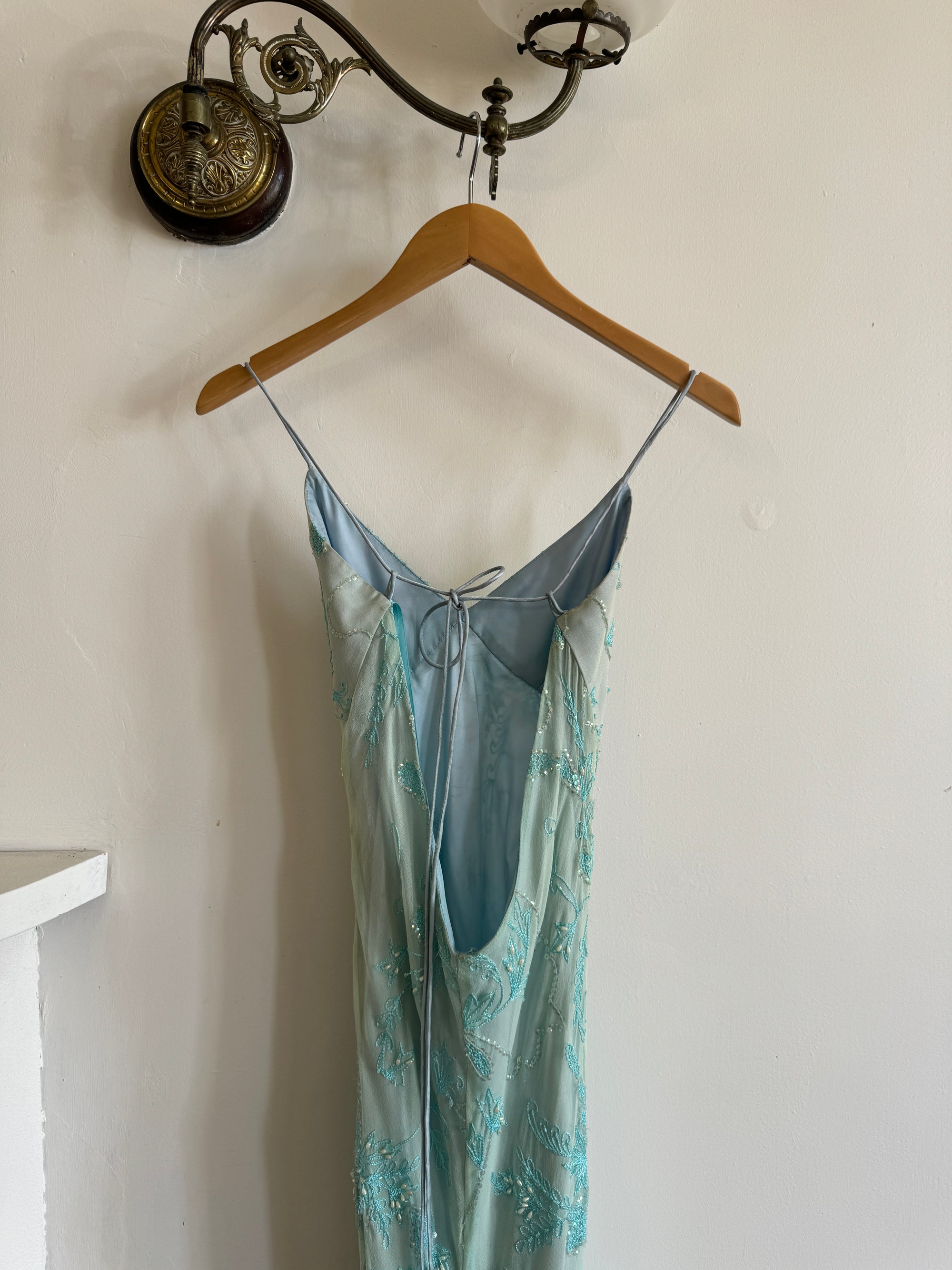 Vintage 90s Ice Blue Embellished High Low Fairy Dress