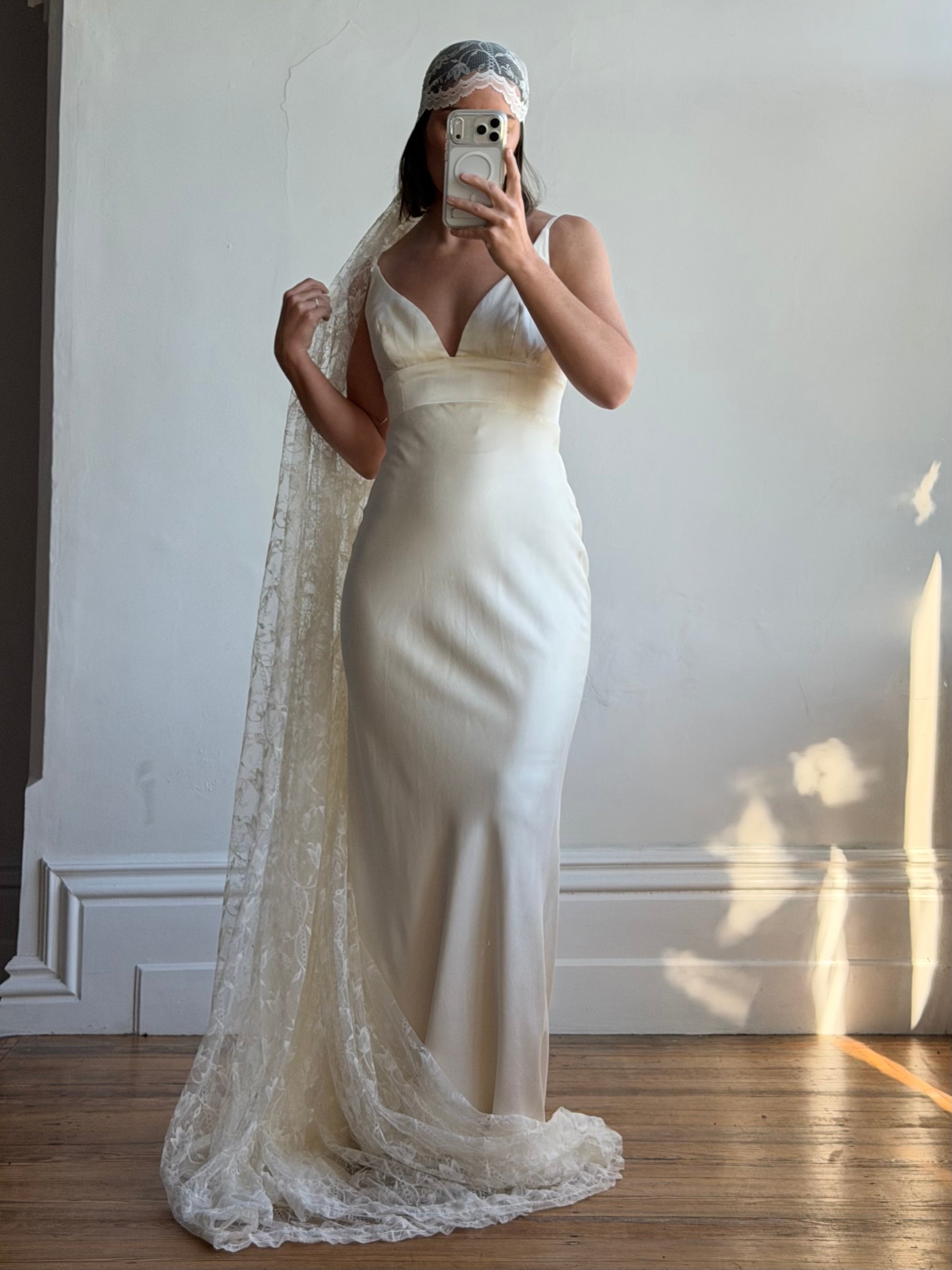 Vintage Y2K Pure Silk Bias Wedding Dress