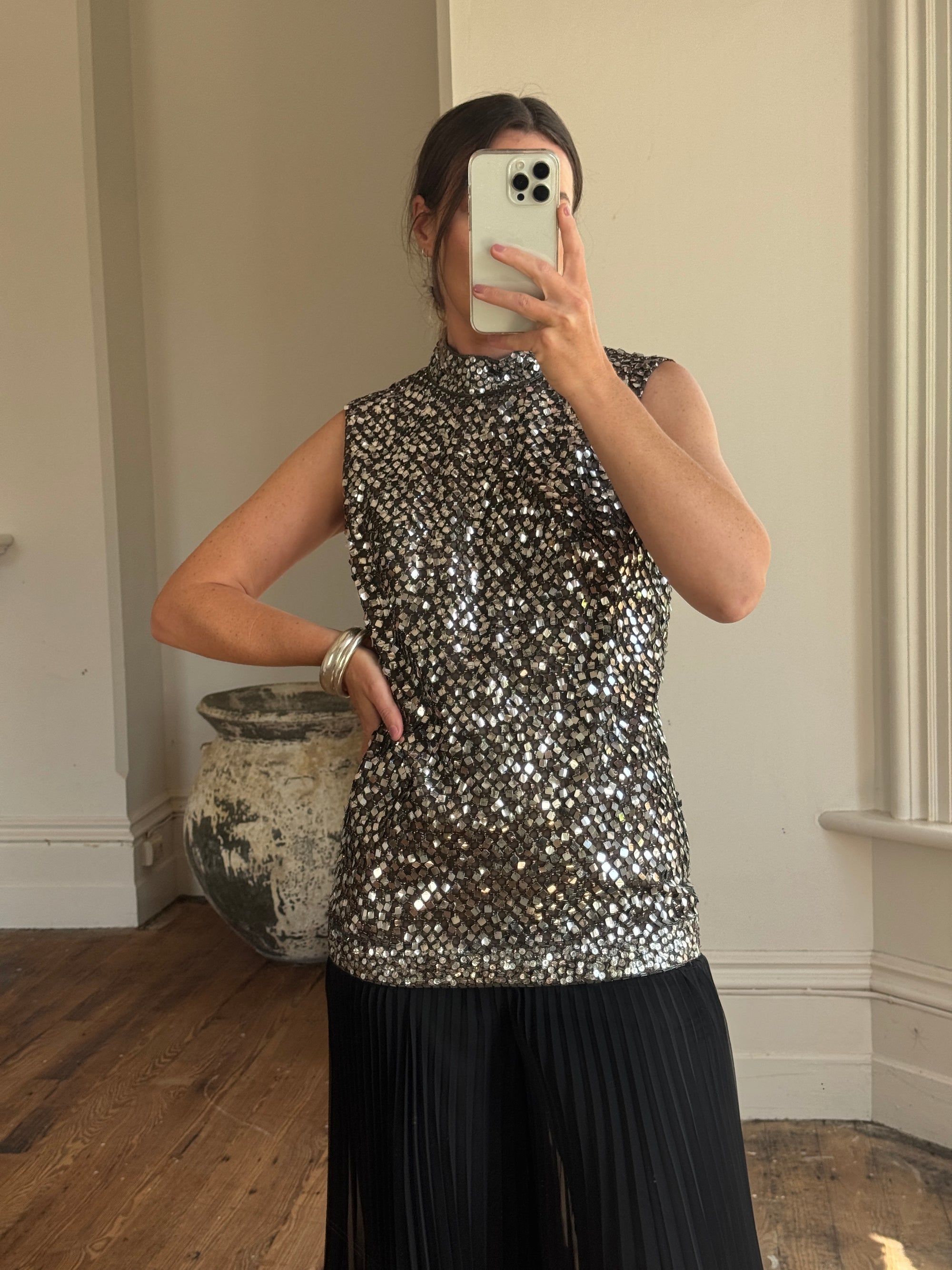 Vintage 60s Rare Embellished Tunic and Fluted Pant Set