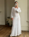 Vintage 60s Crochet Lace Long Sleeved Wedding Gown