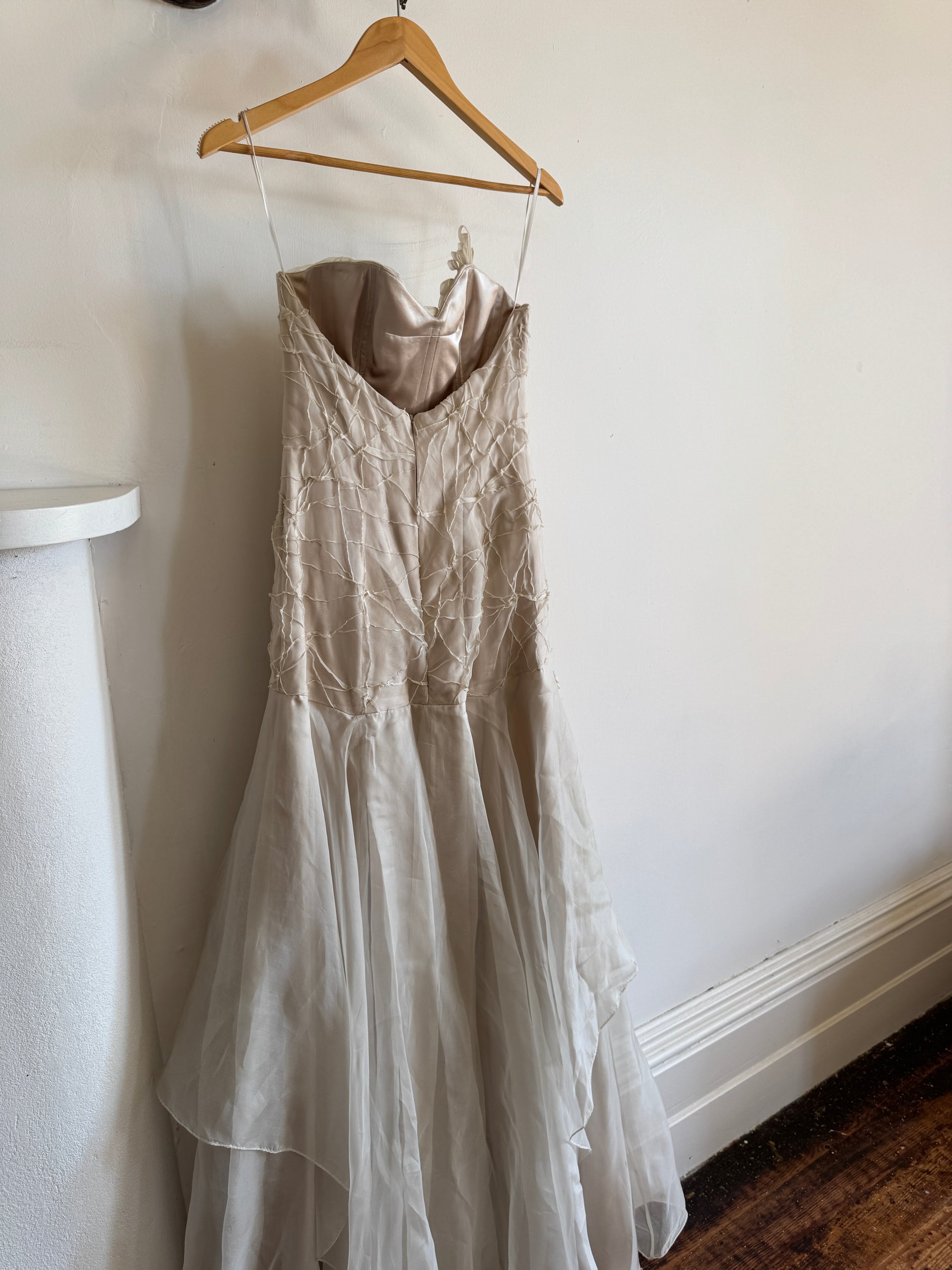 Vintage 90s Pure Silk Couture Origami Wedding Dress
