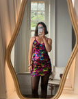 Vintage 90s Rainbow Disco Sequin Party Mini Dress