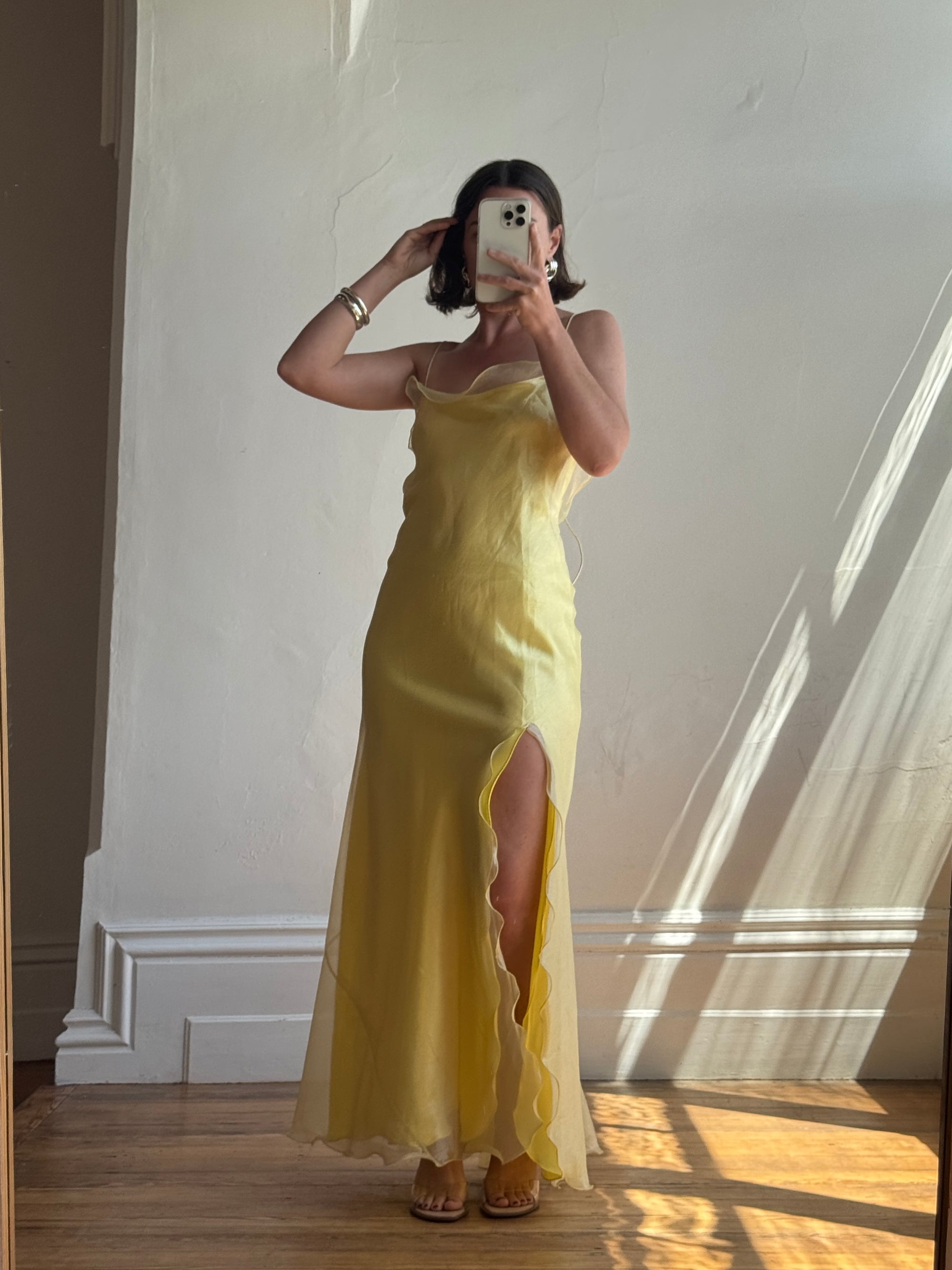 Vintage 90s Organza Yellow Ruffle Prom Slip Dress Call Me The Breeze Vintage 90s Organza Yellow Ruffle Prom Slip Dress Call Me The Breeze