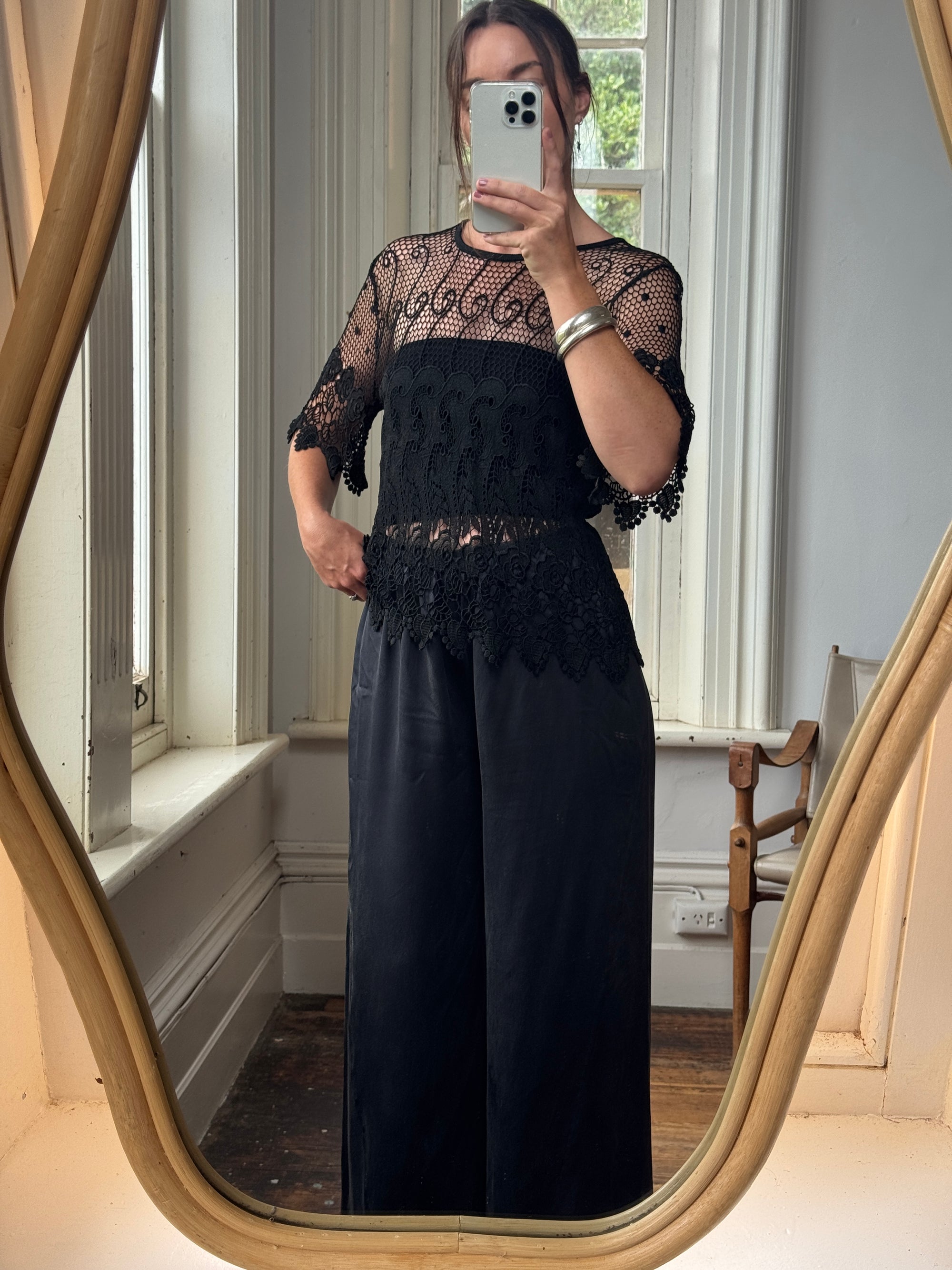 Vintage 90s Crochet Swirl Net Top
