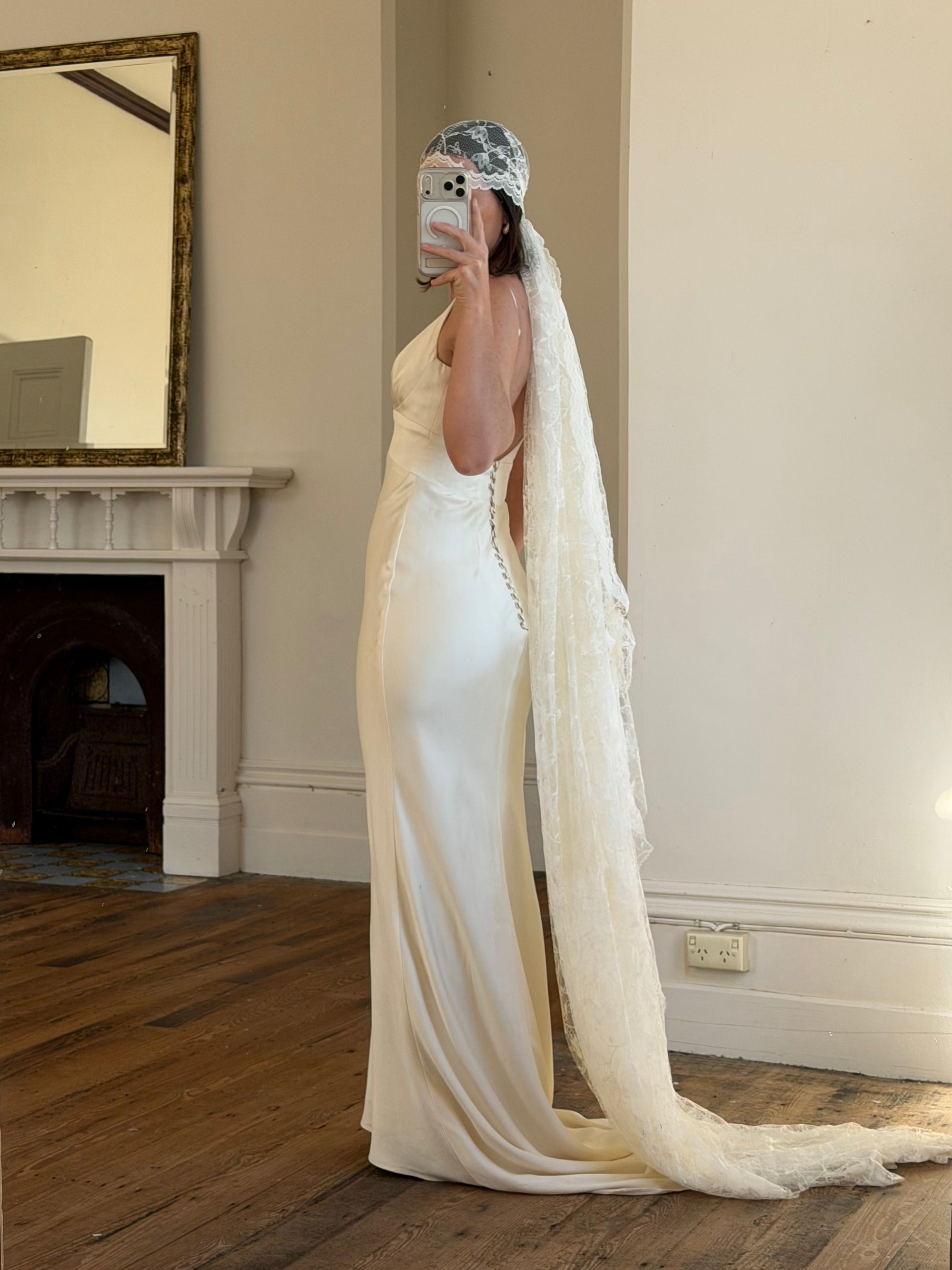 Vintage Y2K Pure Silk Bias Wedding Dress