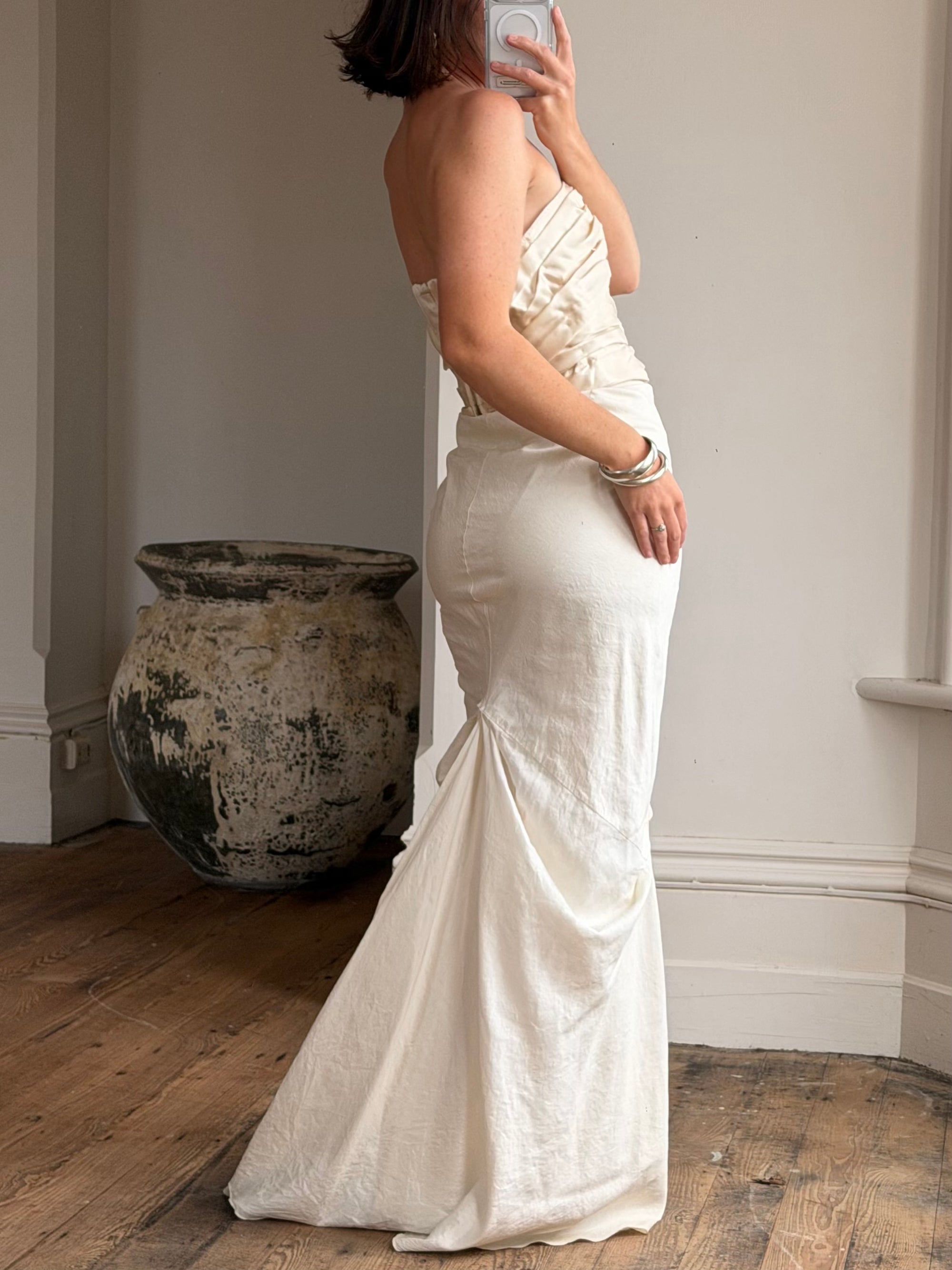 Vintage 90s Satin Bustier and Pure Silk Bridal Skirt Meringue