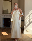 Vintage 90s Plus Size Satin Minimal Bow Wedding Dress and Sash