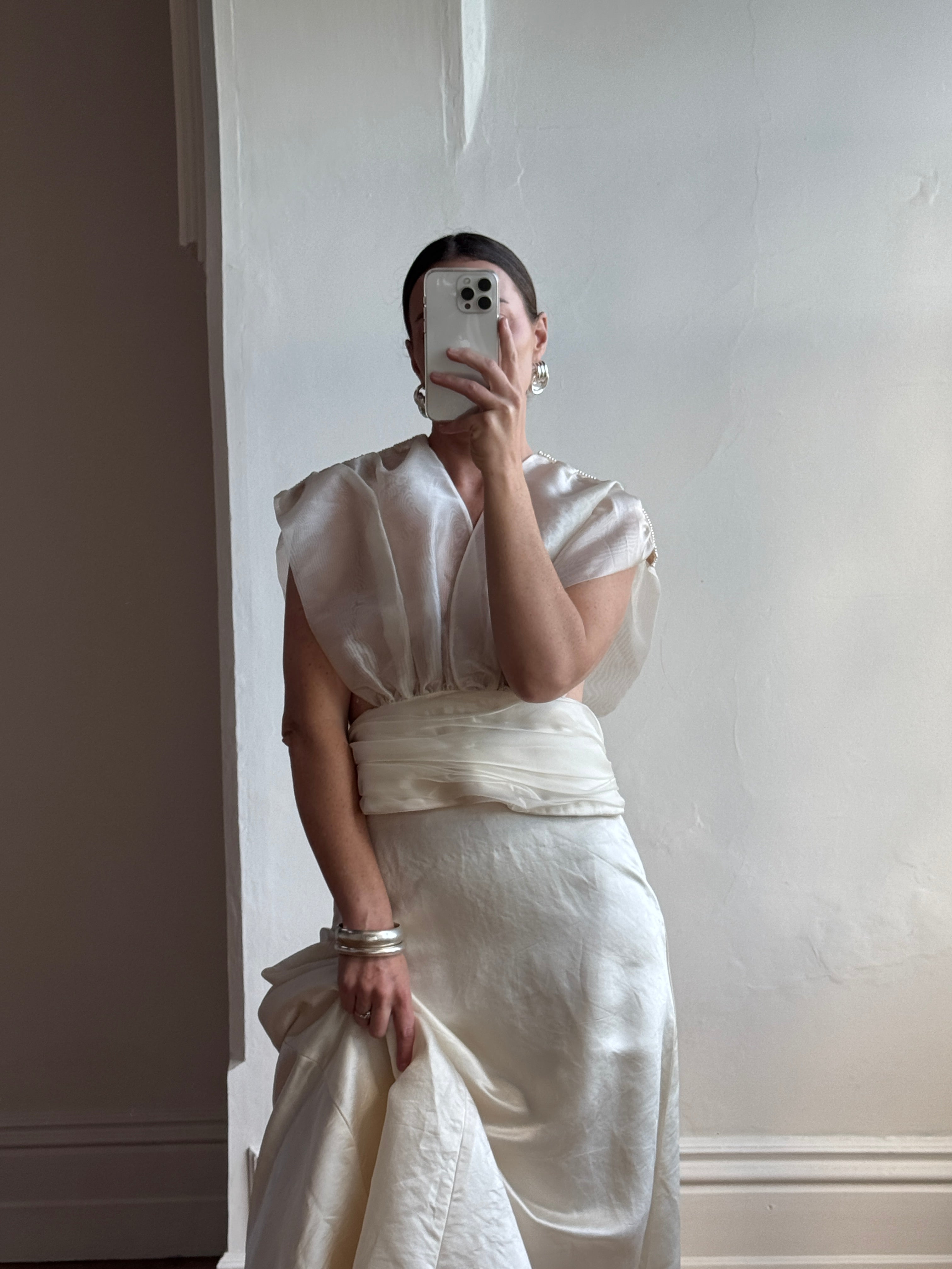 Vintage 90s Classic Satin Bridal Skirt