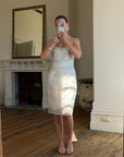 Vintage 90s Pure Silk Pastel Sequin Party Dress