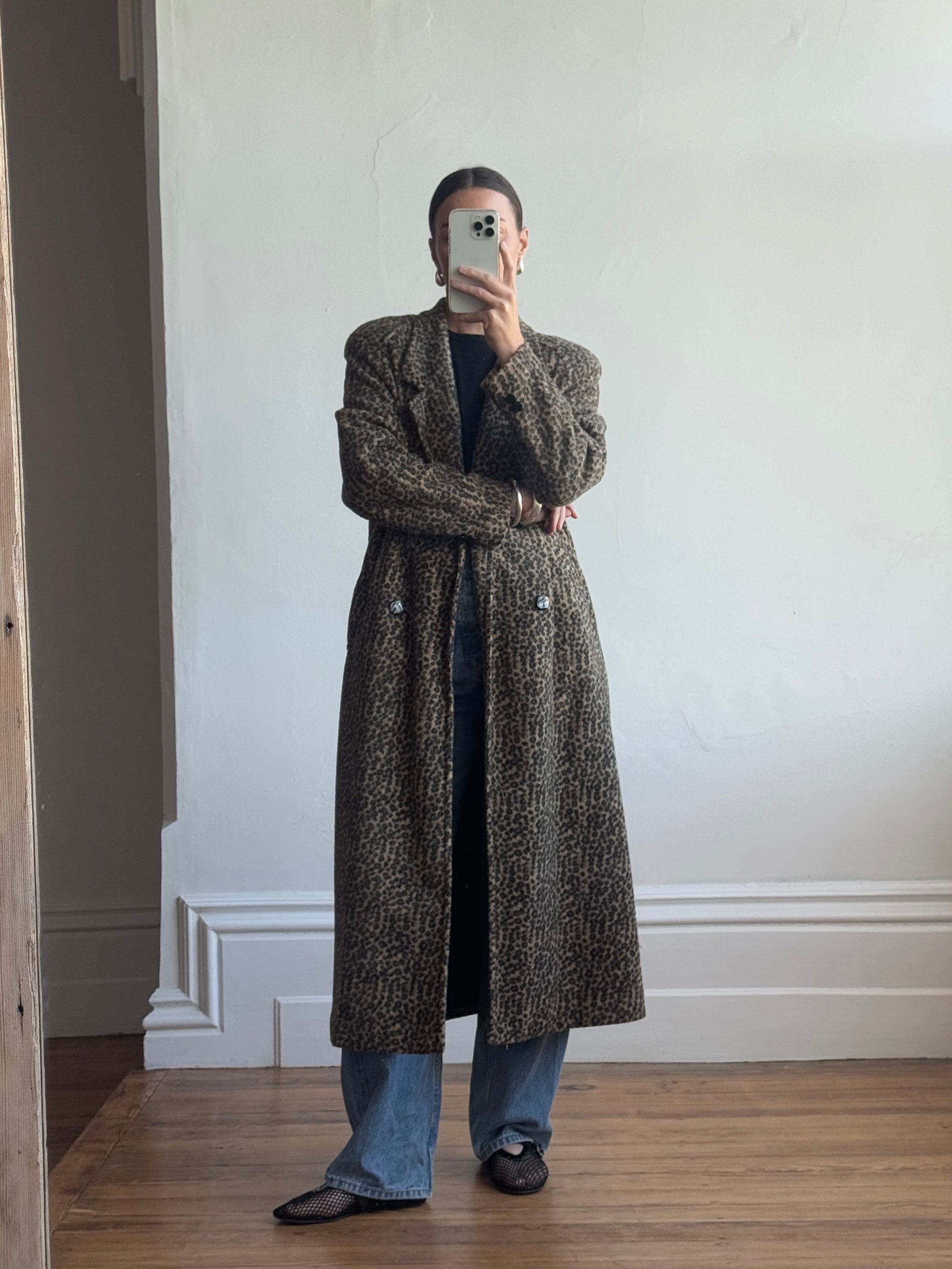 Vintage 90s Cheetah Teddy Double Breasted Coat