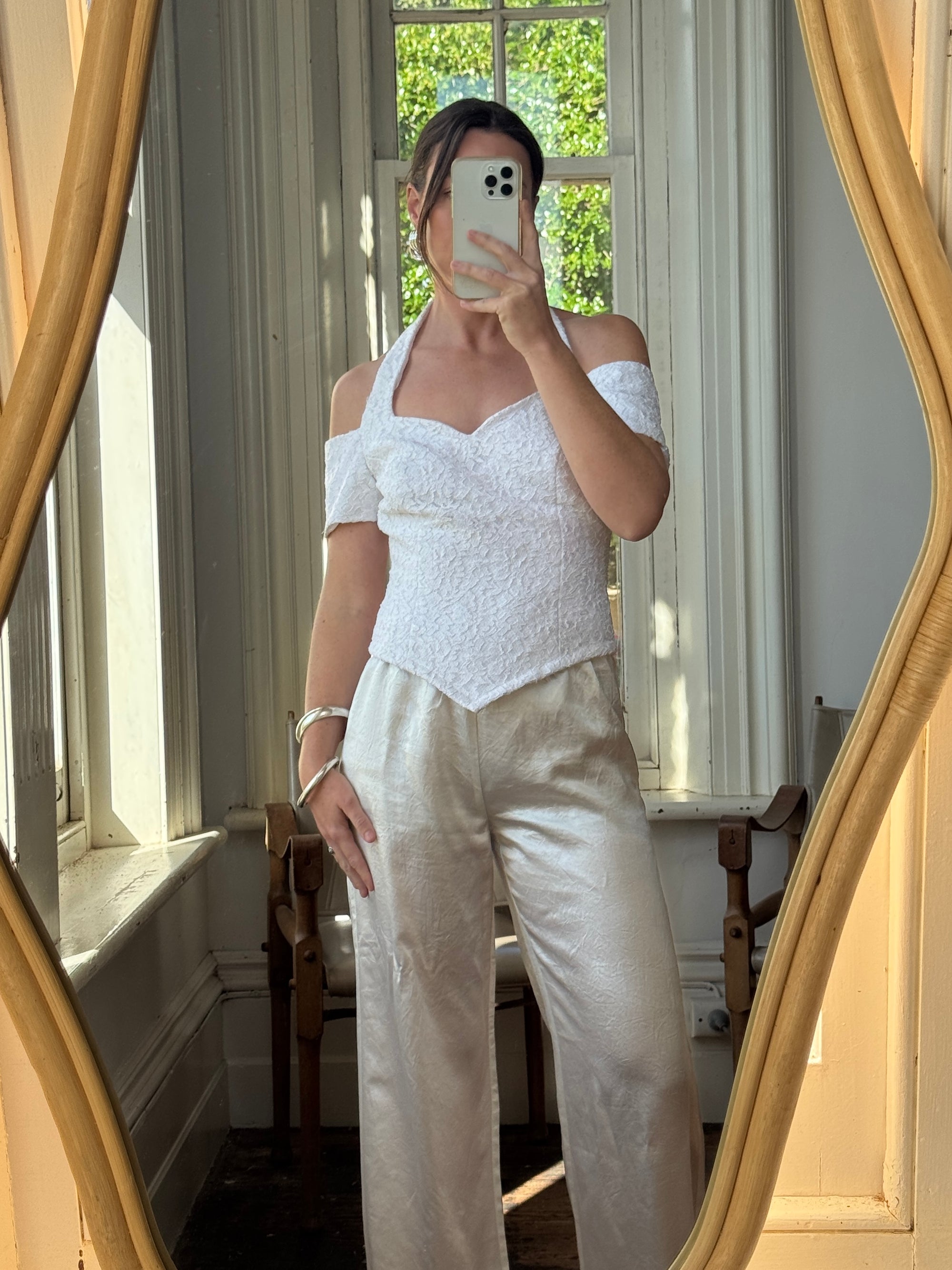 Vintage 80s Lace Bridal Halter Bustier Top