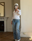 Vintage 90s Structured Collar Gathered Blouse Crisp White