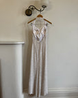 Vintage 90s Sequin Embellished Halter Bodycon Midi Dress White