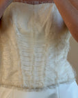 Vintage 90s Italian Bridal Fairy Tulle Embroidered Bustier and Satin Skirt