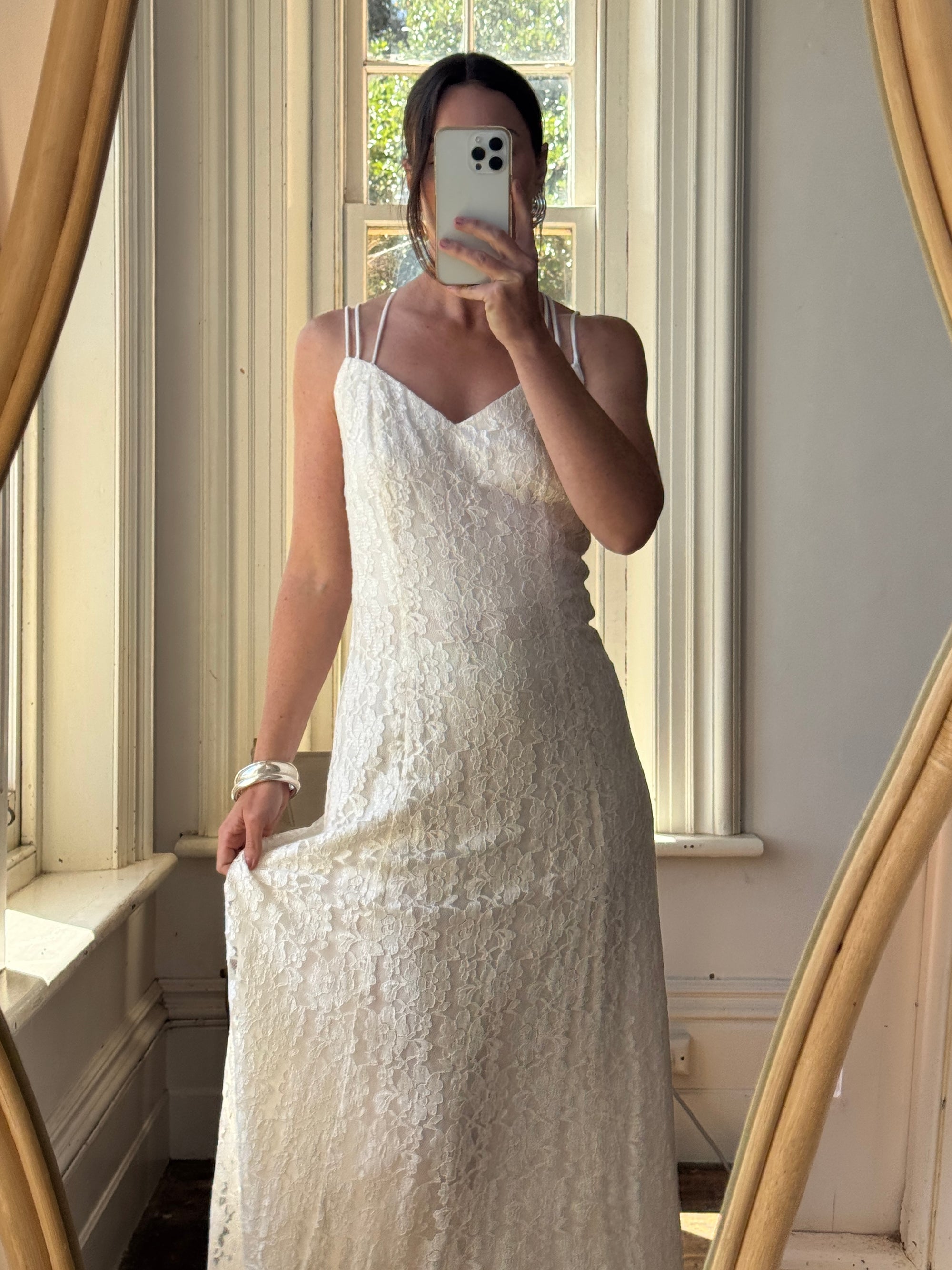 Vintage 90s Australian Made Lace Bridal Slip and Bolero