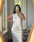 Vintage 90s Satin High Front Slip Wedding Gown