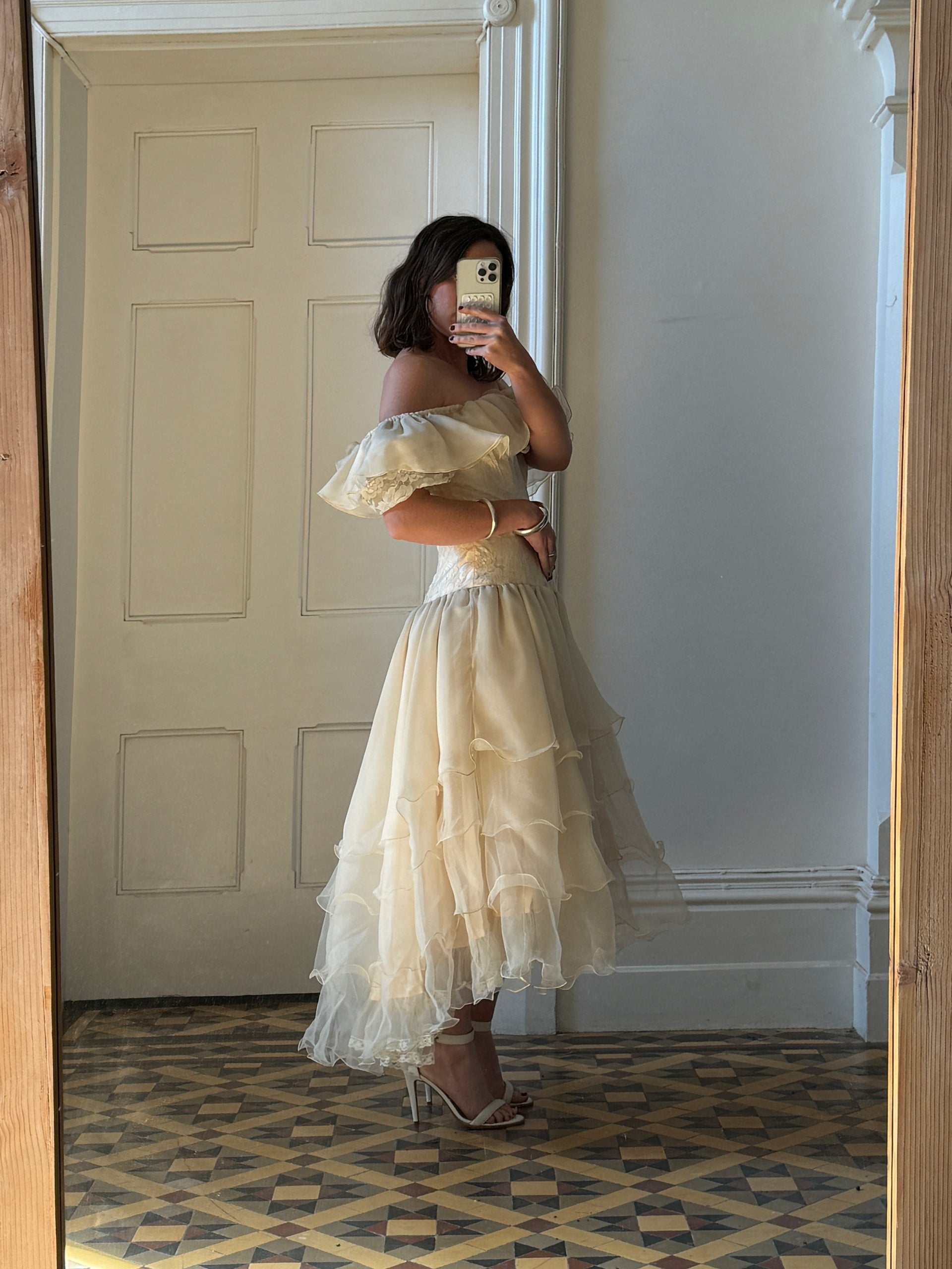 Vintage Drop Waist Frou Frou Wedding Dress Creme – Call Me The Breeze