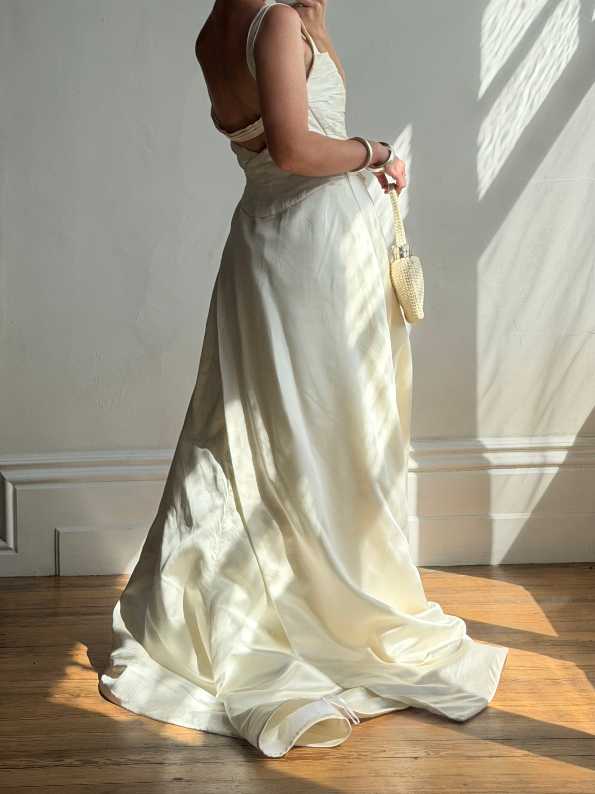 Vintage Y2K Vera Wang Silk Pleated Wedding Gown