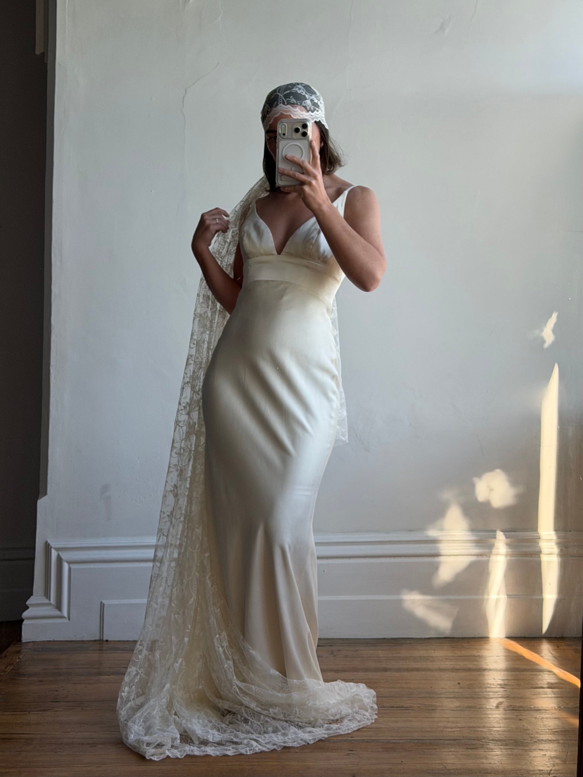 Vintage Y2K Pure Silk Bias Wedding Dress